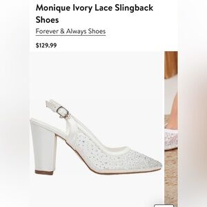 Monique Ivory Lace Slingback Shoes